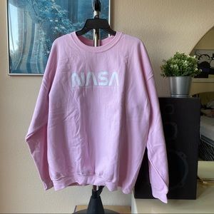 Oversized pink NASA crew neck sweater